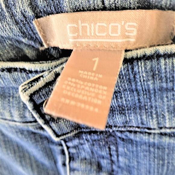 Chico's Mid Wash Crop Denim Jeans Pants w Embroidery - Chico's Size 1 (US 8) - Picture 6 of 6